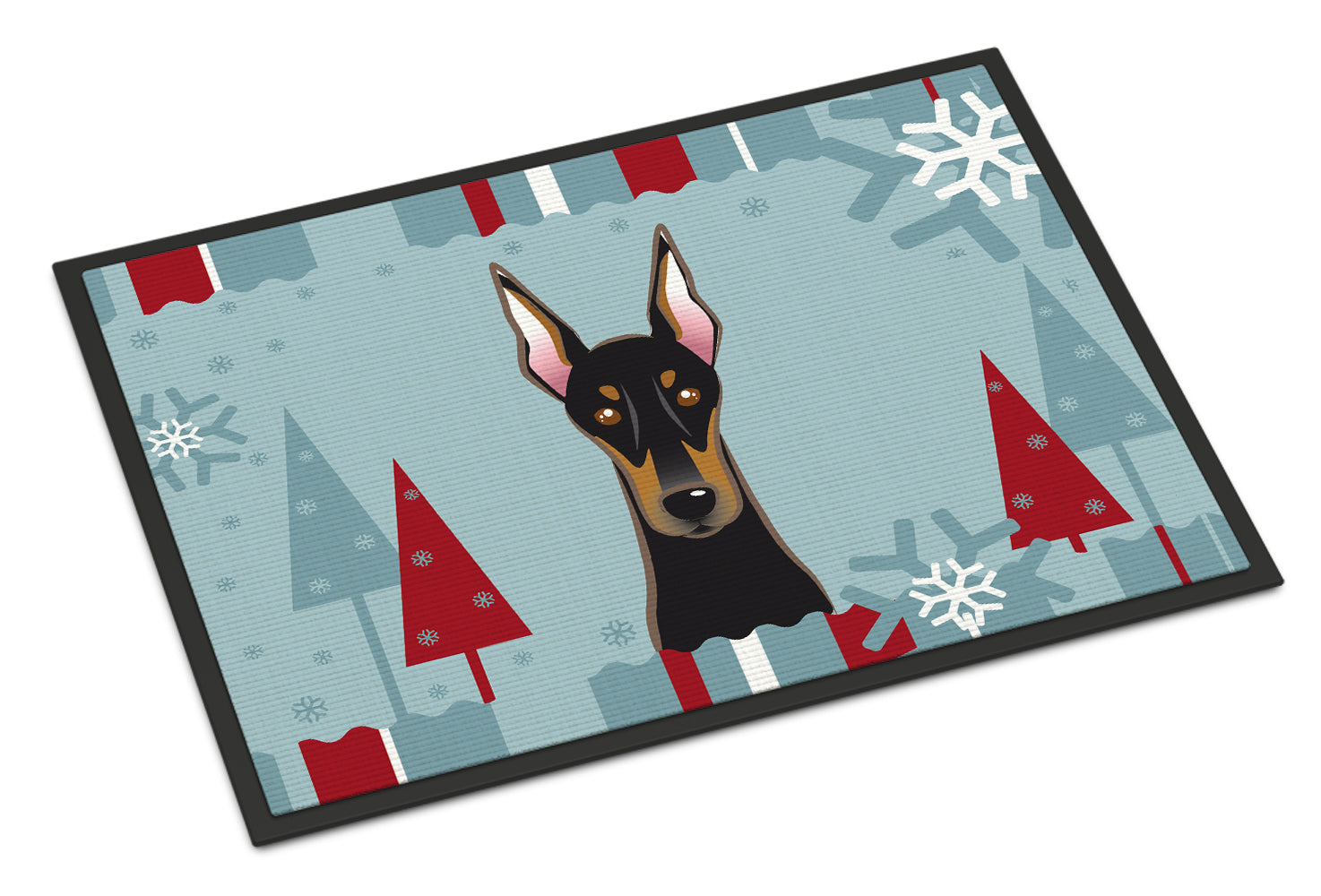 Caroline's Treasures Winter Holiday Doberman Doormat - 24x36 Decorative Floor Mat – Indoor/Outdoor Rug with Artistic Flair BB1741JMAT