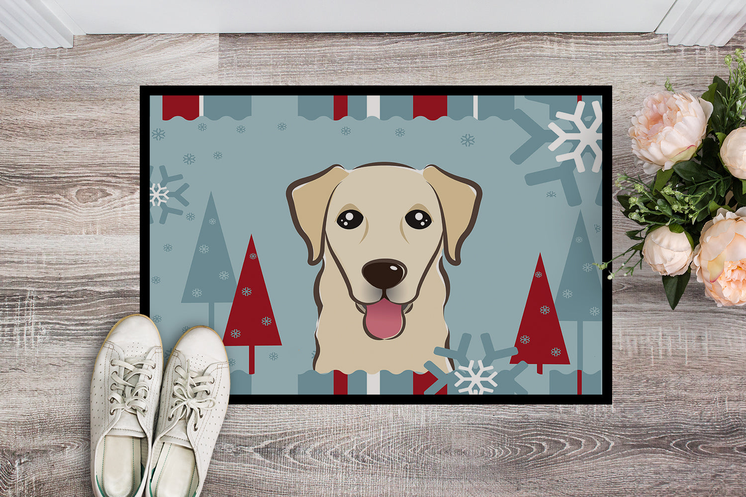 Caroline's Treasures Winter Holiday Golden Retriever Doormat - 24x36 Decorative Floor Mat – Indoor/Outdoor Rug with Artistic Flair BB1748JMAT