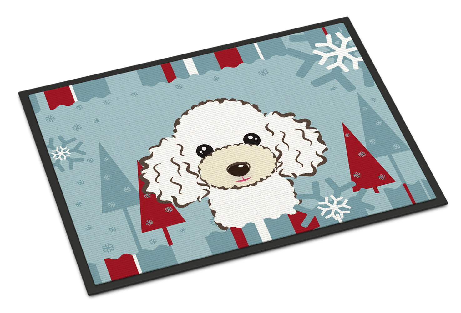 Caroline's Treasures Winter Holiday White Poodle Doormat - 24x36 Decorative Floor Mat – Indoor/Outdoor Rug with Artistic Flair BB1753JMAT
