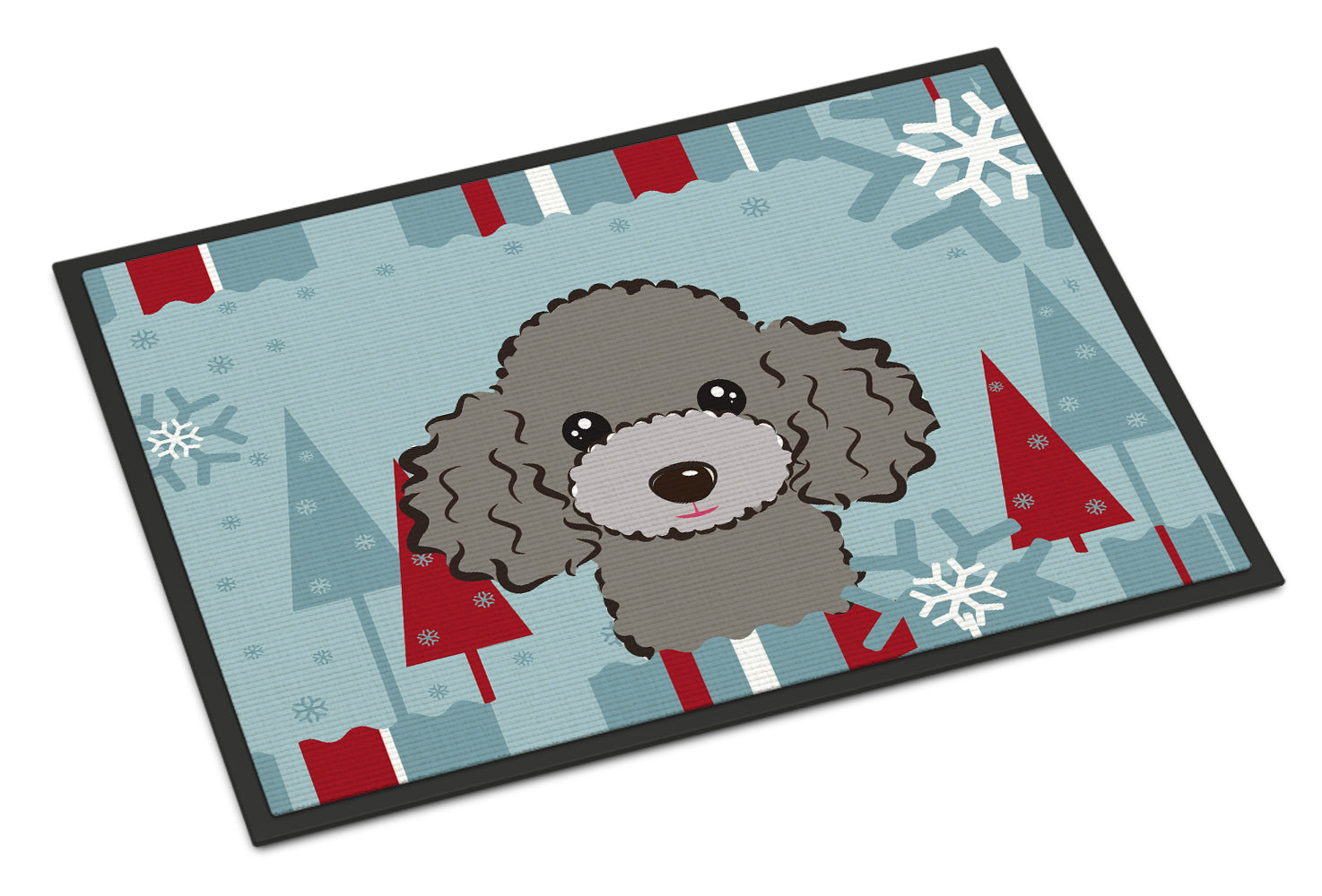 Caroline's Treasures Winter Holiday Silver Gray Poodle Doormat - 24x36 Decorative Floor Mat – Indoor/Outdoor Rug with Artistic Flair BB1755JMAT