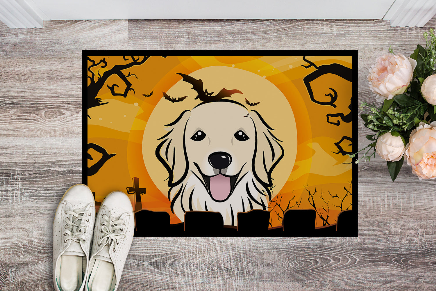 Caroline's Treasures Halloween Golden Retriever Doormat - 24x36 Decorative Floor Mat – Indoor/Outdoor Rug with Artistic Flair BB1763JMAT