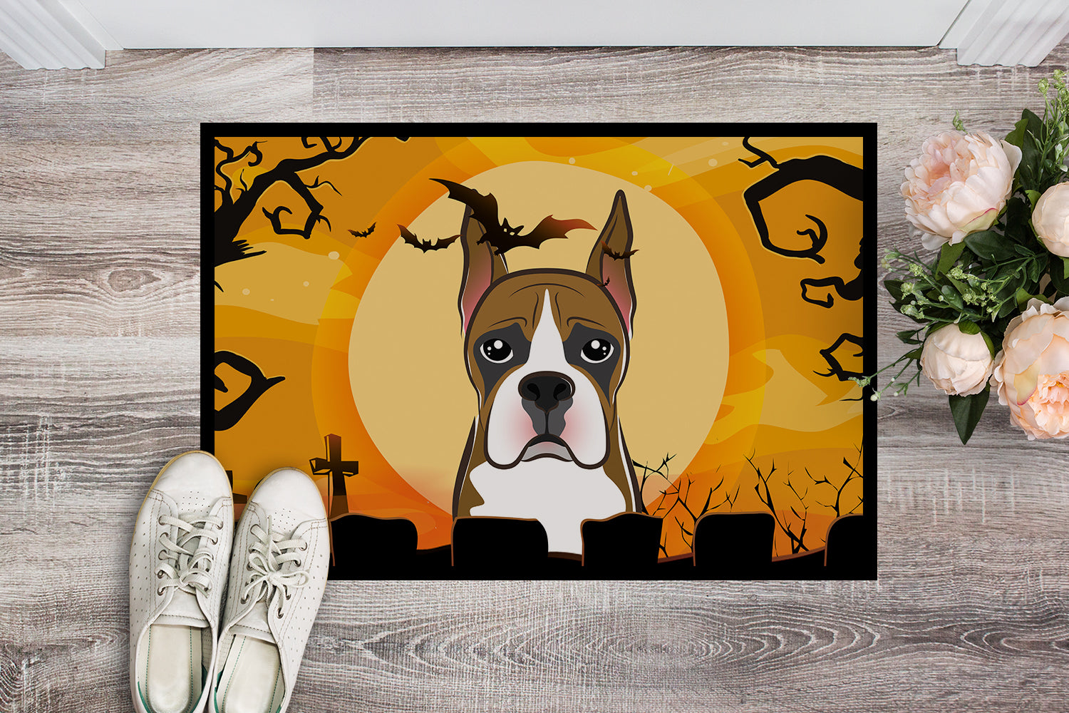 Caroline's Treasures Halloween Boxer Doormat - 24x36 Decorative Floor Mat – Indoor/Outdoor Rug with Artistic Flair BB1781JMAT