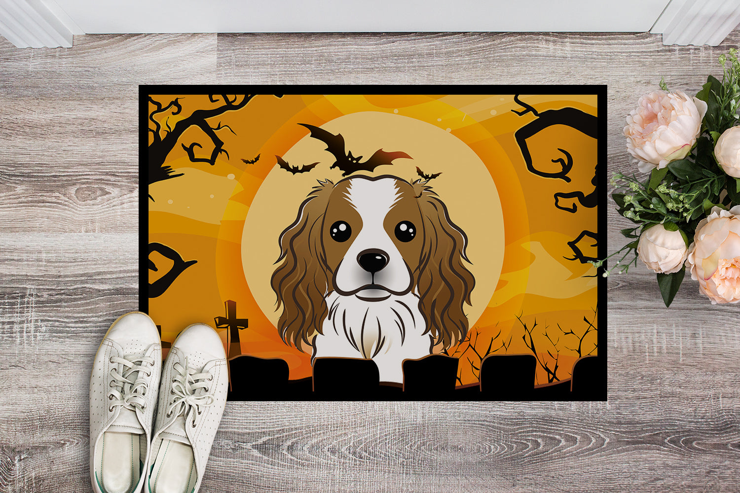 Caroline's Treasures Halloween Cavalier Spaniel Doormat - 24x36 Decorative Floor Mat – Indoor/Outdoor Rug with Artistic Flair BB1782JMAT