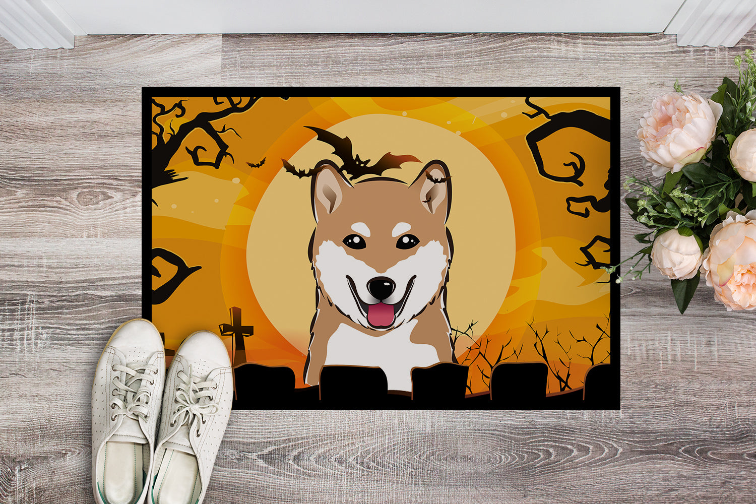 Caroline's Treasures Halloween Shiba Inu Doormat - 24x36 Decorative Floor Mat – Indoor/Outdoor Rug with Artistic Flair BB1783JMAT