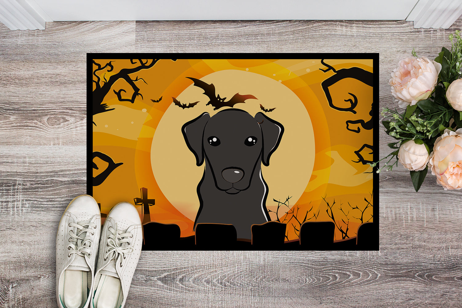 Caroline's Treasures Halloween Black Labrador Doormat - 24x36 Decorative Floor Mat – Indoor/Outdoor Rug with Artistic Flair BB1793JMAT