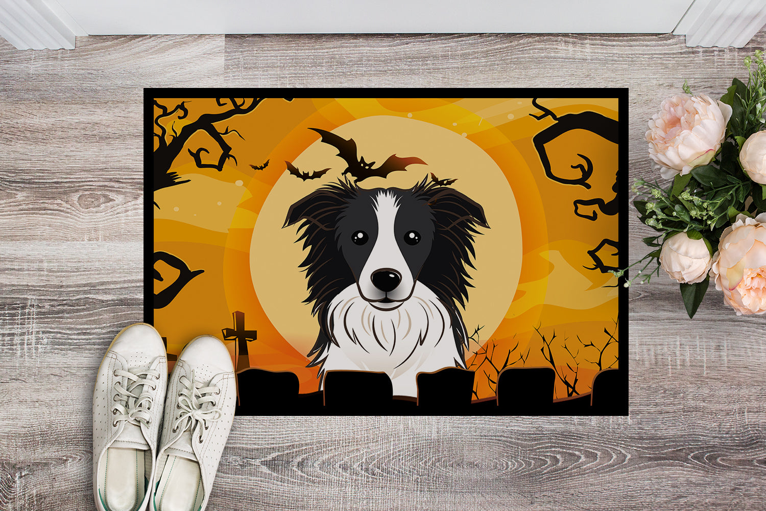 Caroline's Treasures Halloween Border Collie Doormat - 24x36 Decorative Floor Mat – Indoor/Outdoor Rug with Artistic Flair BB1799JMAT