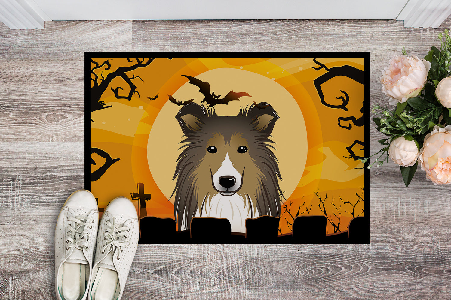 Caroline's Treasures Halloween Sheltie Doormat - 24x36 Decorative Floor Mat – Indoor/Outdoor Rug with Artistic Flair BB1800JMAT