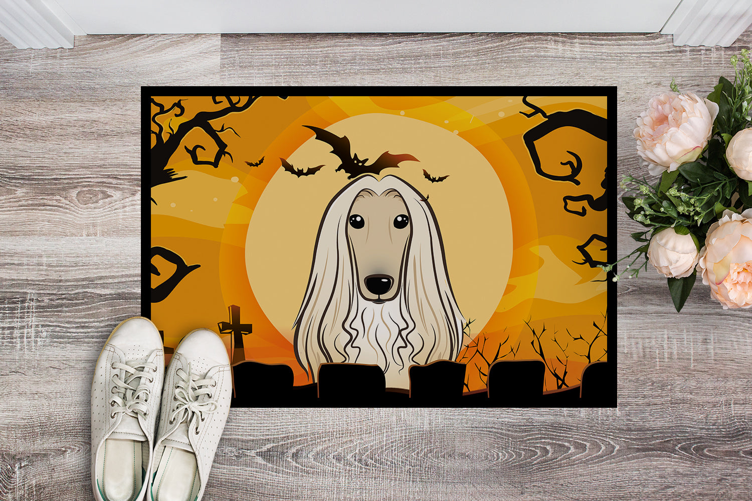 Caroline's Treasures Halloween Afghan Hound Doormat - 24x36 Decorative Floor Mat – Indoor/Outdoor Rug with Artistic Flair BB1802JMAT