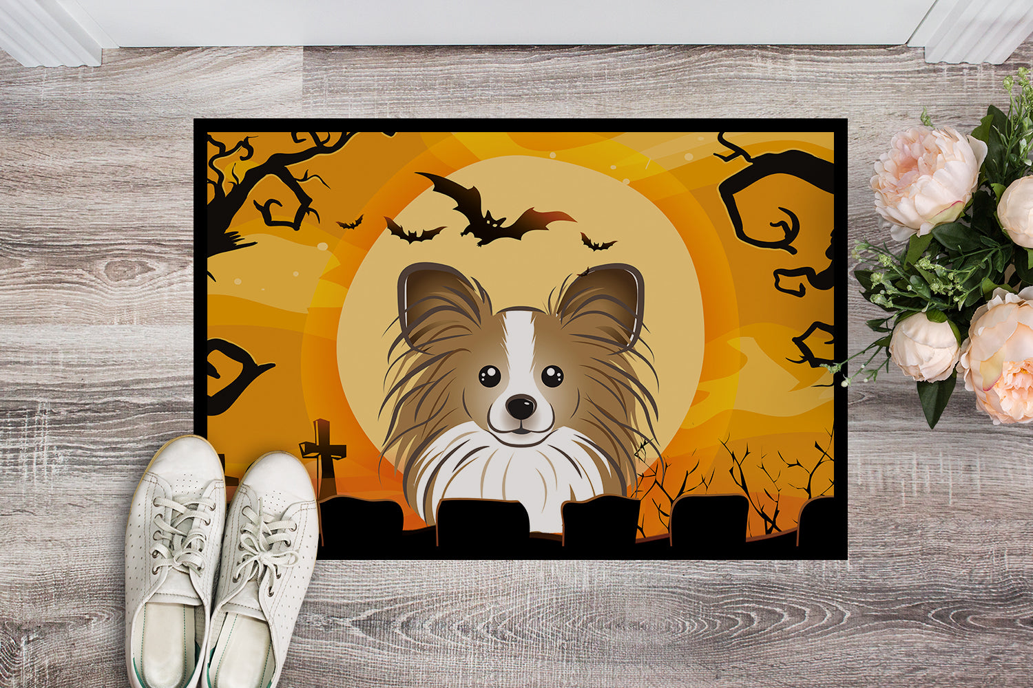 Caroline's Treasures Halloween Papillon Doormat - 24x36 Decorative Floor Mat – Indoor/Outdoor Rug with Artistic Flair BB1806JMAT