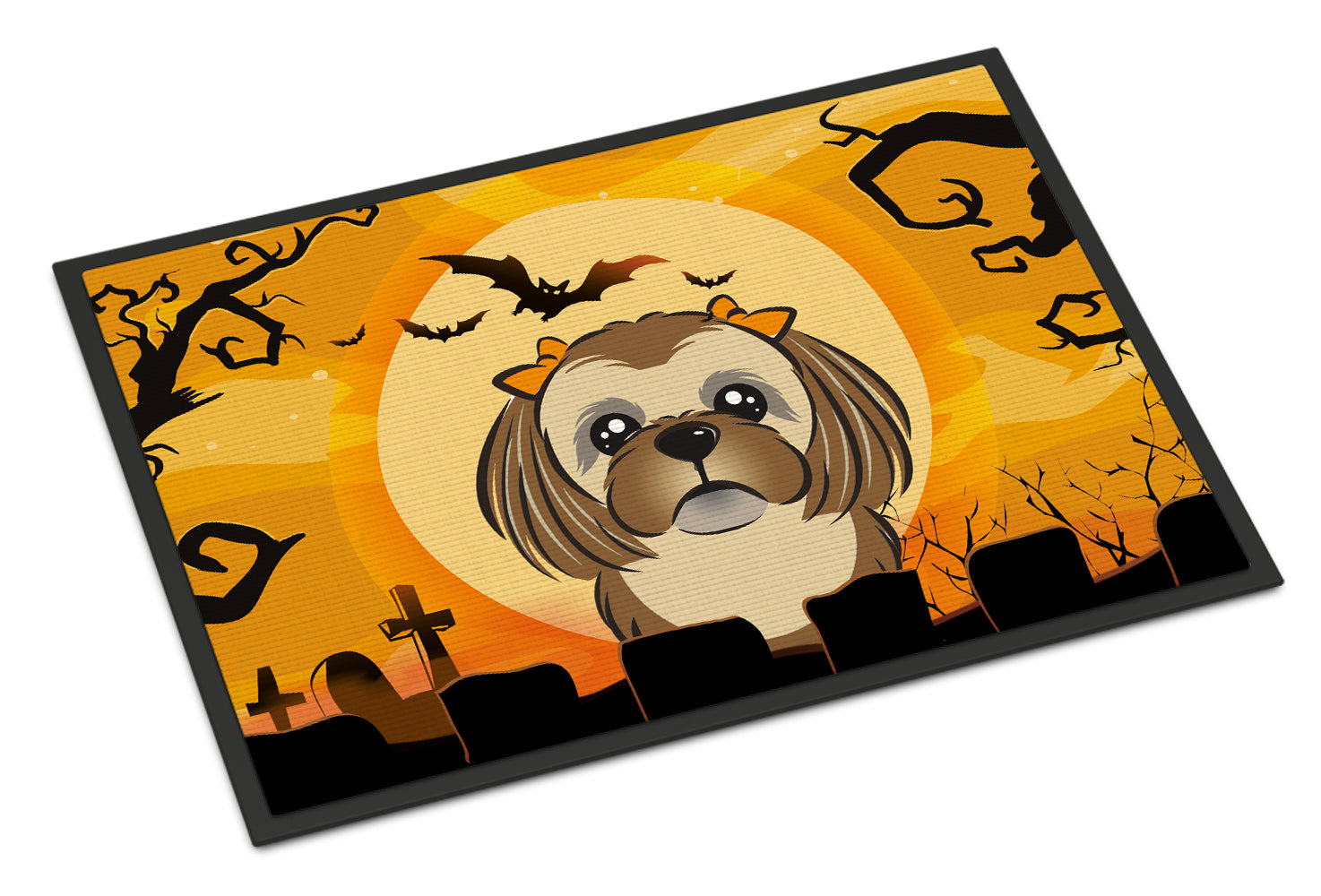 Caroline's Treasures Halloween Chocolate Brown Shih Tzu Doormat - 24x36 Decorative Floor Mat – Indoor/Outdoor Rug with Artistic Flair BB1807JMAT