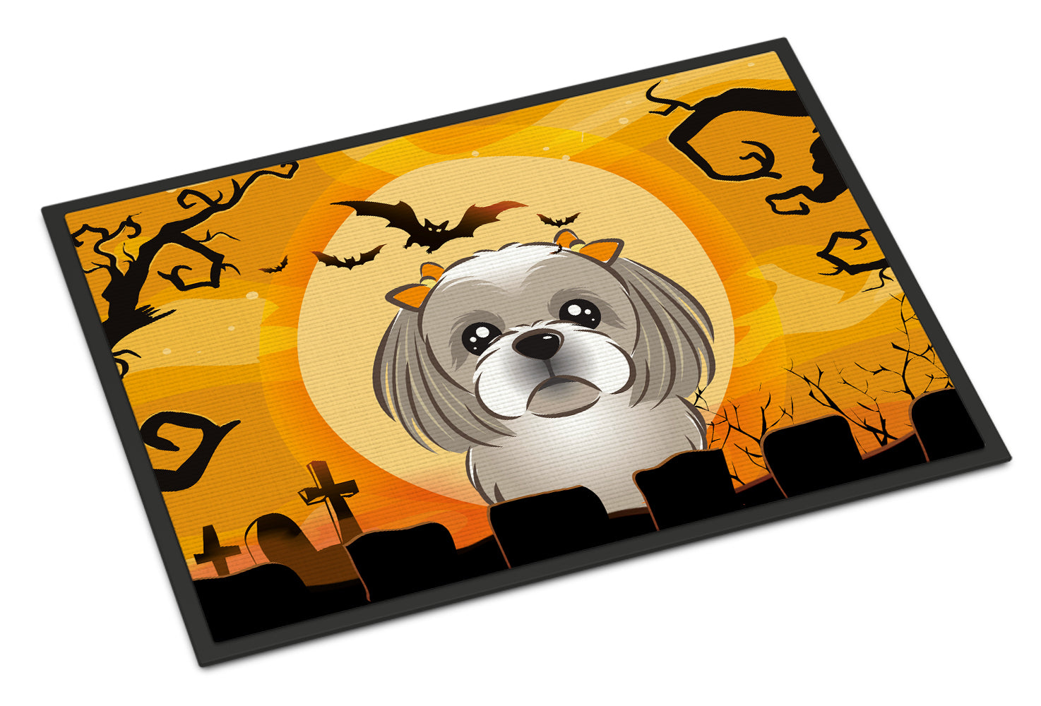 Caroline's Treasures Halloween Gray Silver Shih Tzu Doormat - 24x36 Decorative Floor Mat – Indoor/Outdoor Rug with Artistic Flair BB1808JMAT