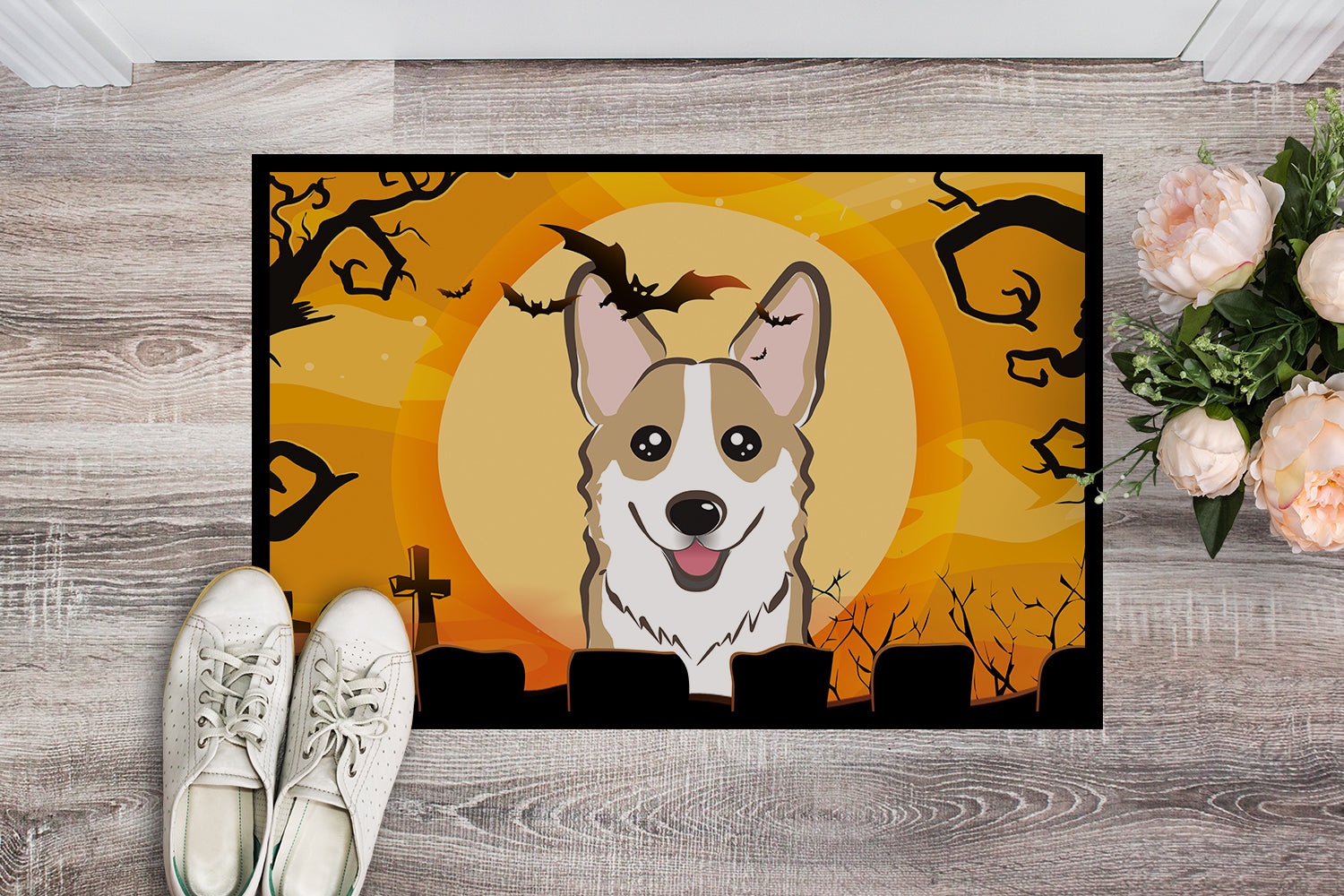 Caroline's Treasures Halloween Sable Corgi Doormat - 24x36 Decorative Floor Mat – Indoor/Outdoor Rug with Artistic Flair BB1811JMAT