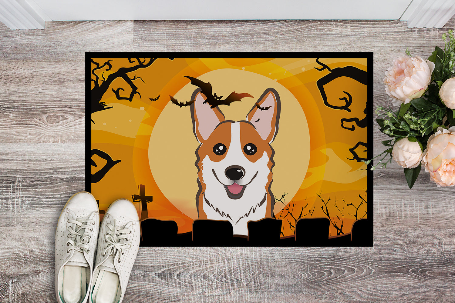 Caroline's Treasures Halloween Red Corgi Doormat - 24x36 Decorative Floor Mat – Indoor/Outdoor Rug with Artistic Flair BB1812JMAT