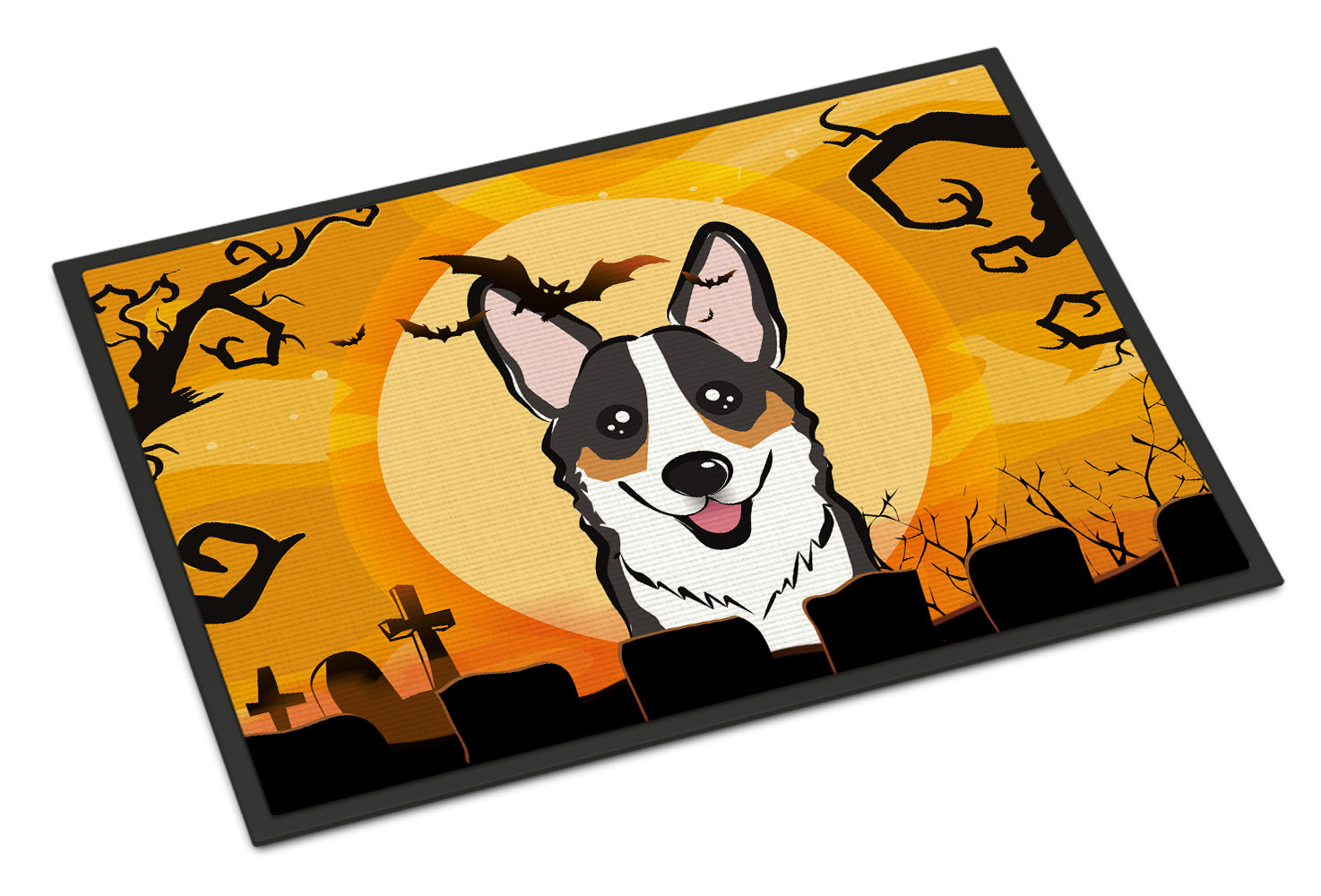 Caroline's Treasures Halloween Tricolor Corgi Doormat - 24x36 Decorative Floor Mat – Indoor/Outdoor Rug with Artistic Flair BB1813JMAT