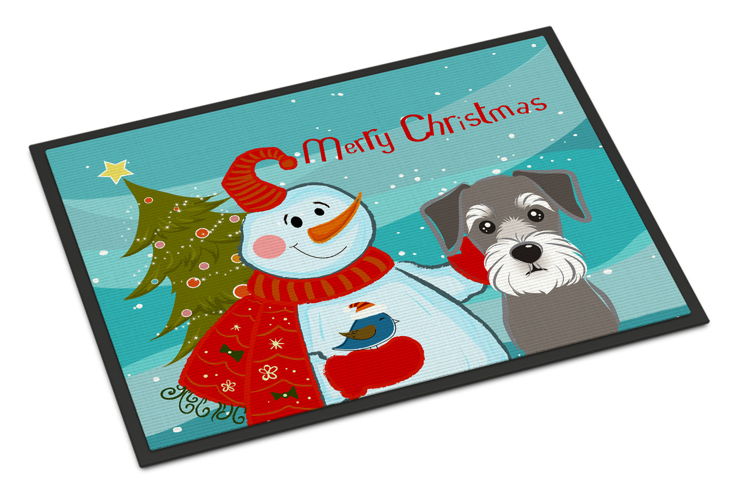 Caroline's Treasures Snowman with Schnauzer Doormat - 24x36 Decorative Floor Mat – Indoor/Outdoor Rug with Artistic Flair BB1826JMAT