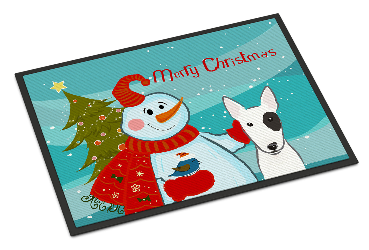 Caroline's Treasures Snowman with Bull Terrier Doormat - 24x36 Decorative Floor Mat – Indoor/Outdoor Rug with Artistic Flair BB1829JMAT