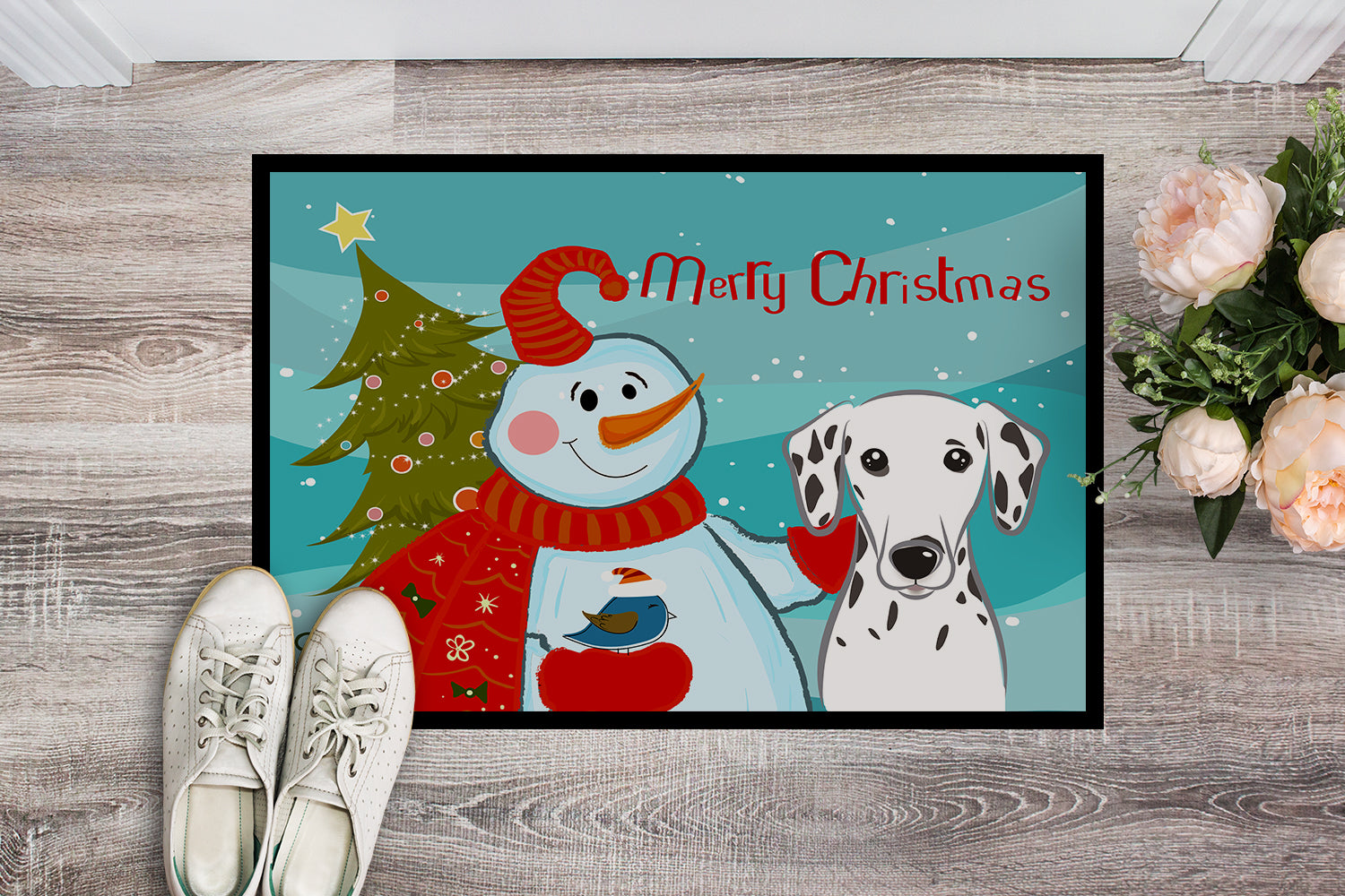 Caroline's Treasures Snowman with Dalmatian Doormat - 24x36 Decorative Floor Mat – Indoor/Outdoor Rug with Artistic Flair BB1830JMAT
