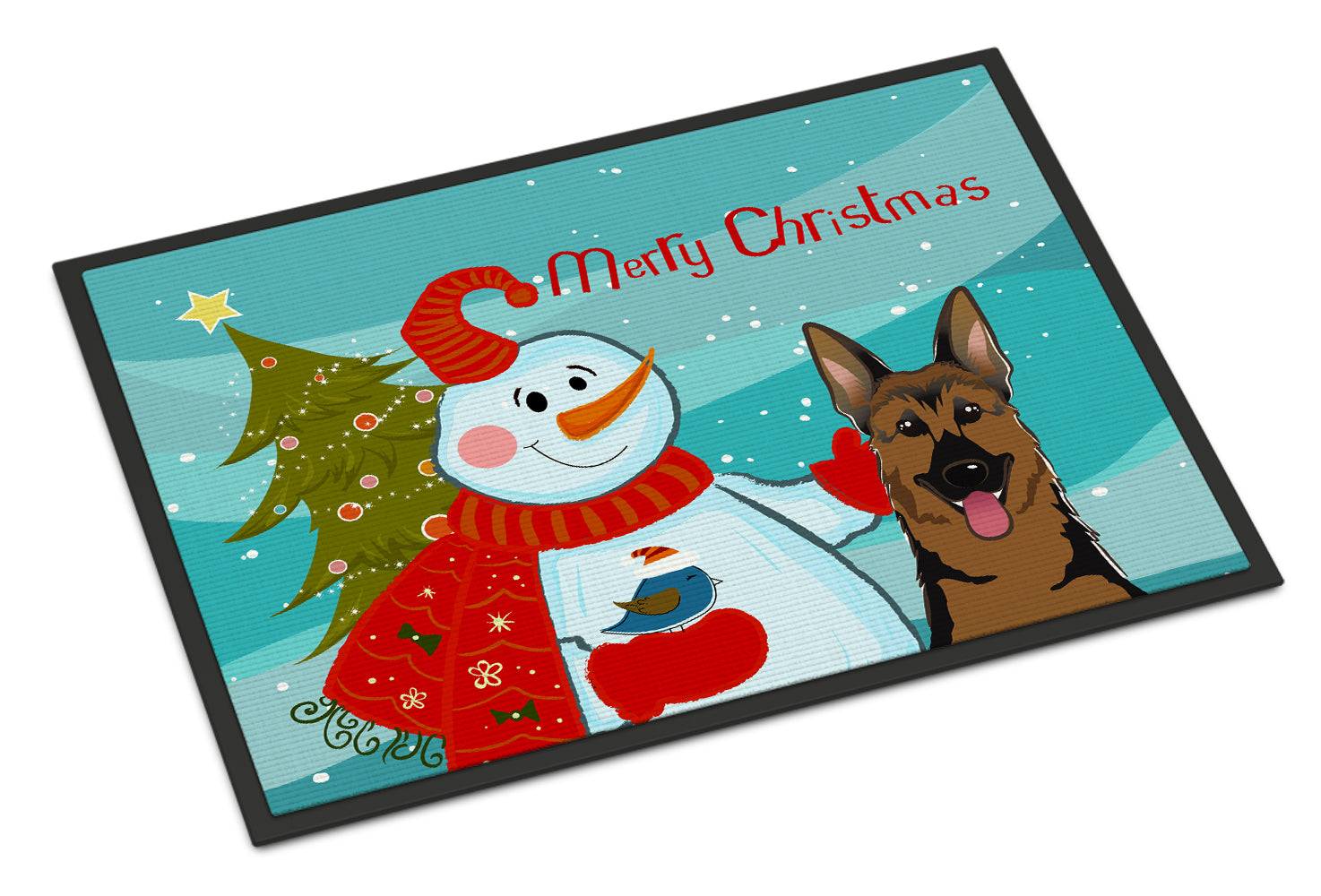 Caroline's Treasures Snowman with German Shepherd Doormat - 24x36 Decorative Floor Mat – Indoor/Outdoor Rug with Artistic Flair BB1831JMAT