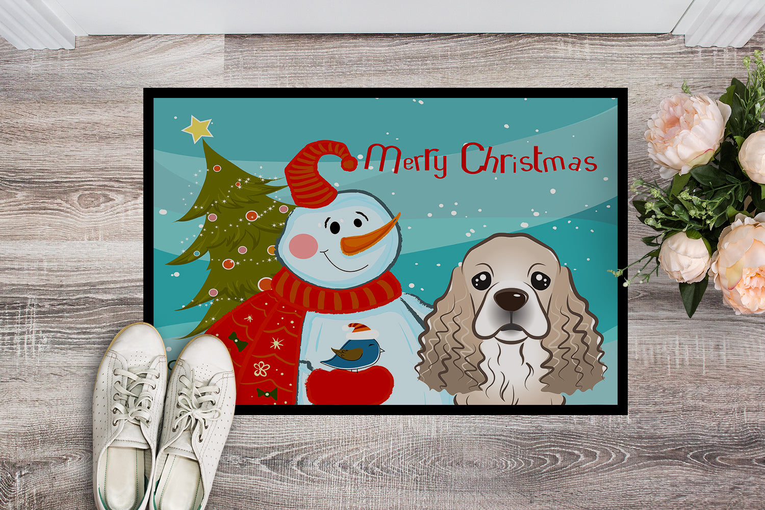 Caroline's Treasures Snowman with Cocker Spaniel Doormat - 24x36 Decorative Floor Mat – Indoor/Outdoor Rug with Artistic Flair BB1836JMAT