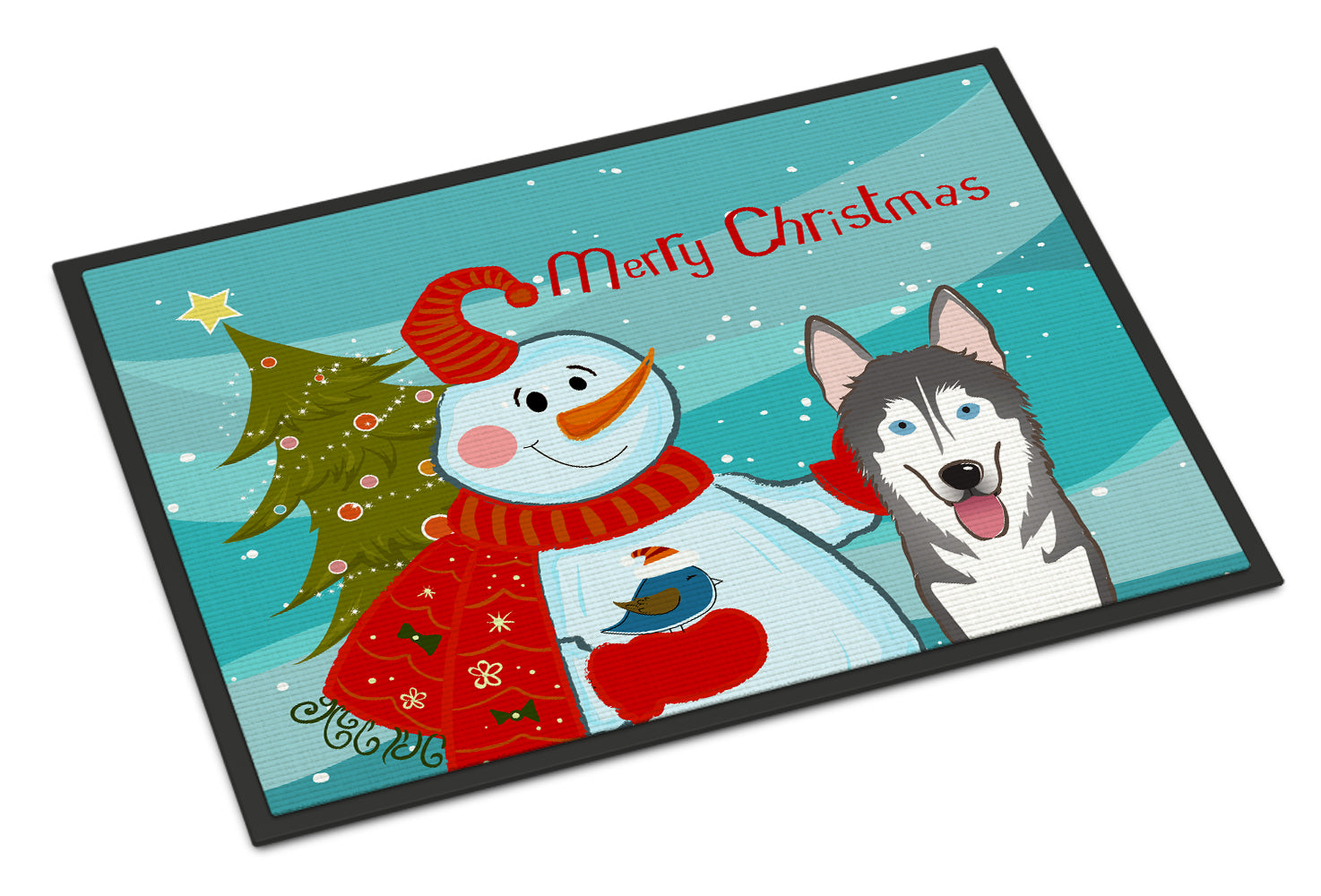 Caroline's Treasures Snowman with Alaskan Malamute Doormat - 24x36 Decorative Floor Mat – Indoor/Outdoor Rug with Artistic Flair BB1838JMAT