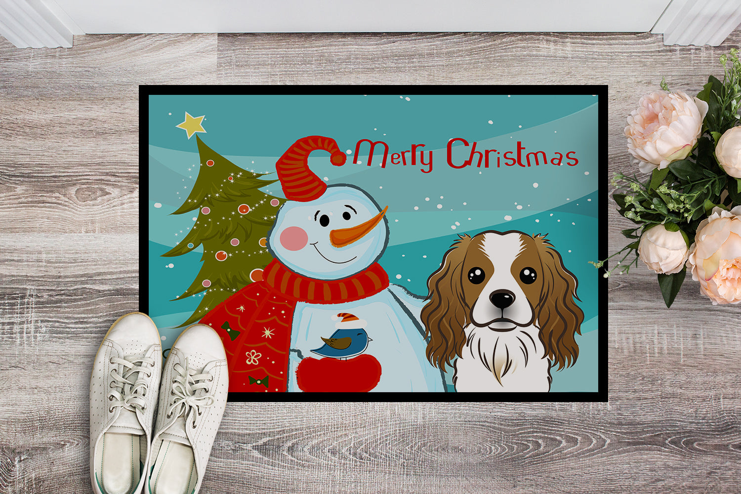 Caroline's Treasures Snowman with Cavalier Spaniel Doormat - 24x36 Decorative Floor Mat – Indoor/Outdoor Rug with Artistic Flair BB1844JMAT