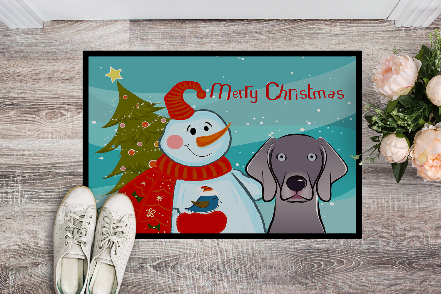 Caroline's Treasures Snowman with Weimaraner Doormat - 24x36 Decorative Floor Mat – Indoor/Outdoor Rug with Artistic Flair BB1851JMAT