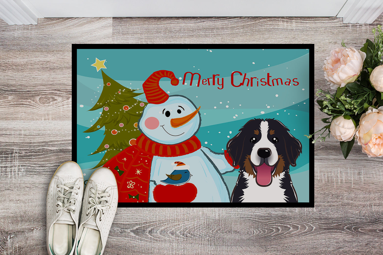 Caroline's Treasures Snowman with Bernese Mountain Dog Doormat - 24x36 Decorative Floor Mat – Indoor/Outdoor Rug with Artistic Flair BB1857JMAT