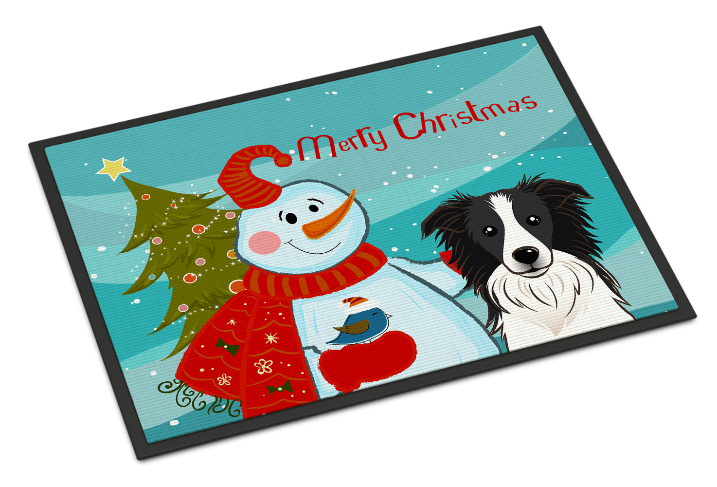 Caroline's Treasures Snowman with Border Collie Doormat - 24x36 Decorative Floor Mat – Indoor/Outdoor Rug with Artistic Flair BB1861JMAT
