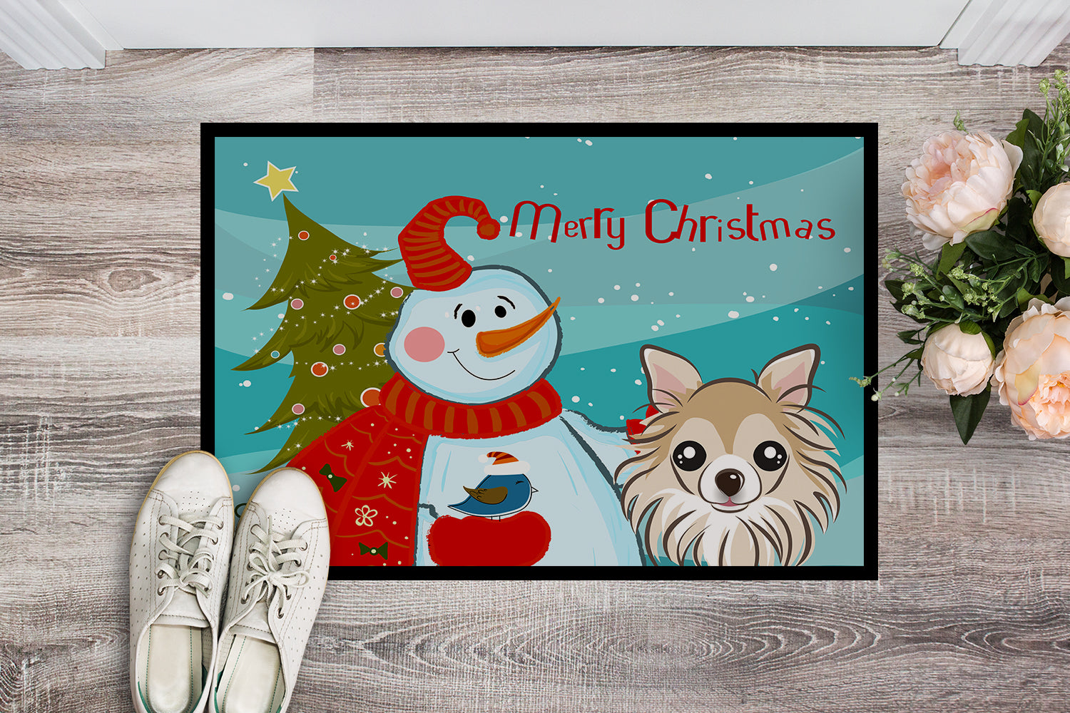Caroline's Treasures Snowman with Chihuahua Doormat - 24x36 Decorative Floor Mat – Indoor/Outdoor Rug with Artistic Flair BB1871JMAT