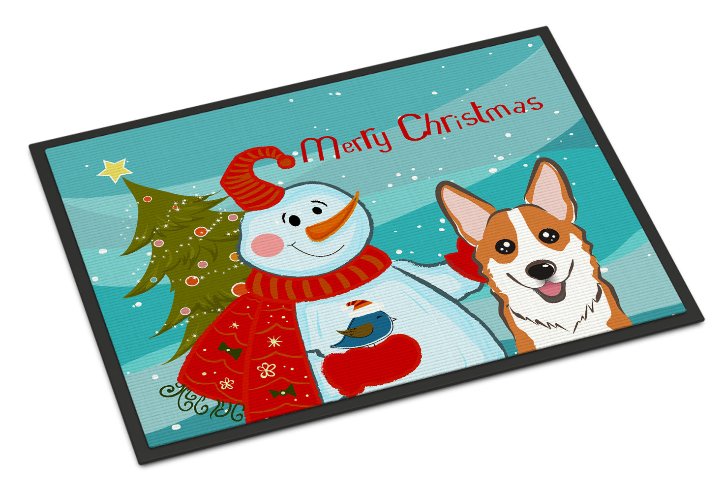 Caroline's Treasures Snowman with Red Corgi Doormat - 24x36 Decorative Floor Mat – Indoor/Outdoor Rug with Artistic Flair BB1874JMAT