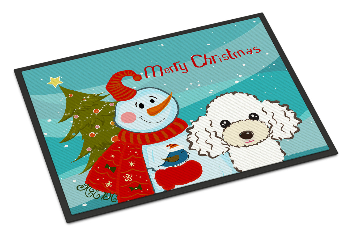 Caroline's Treasures Snowman with White Poodle Doormat - 24x36 Decorative Floor Mat – Indoor/Outdoor Rug with Artistic Flair BB1877JMAT