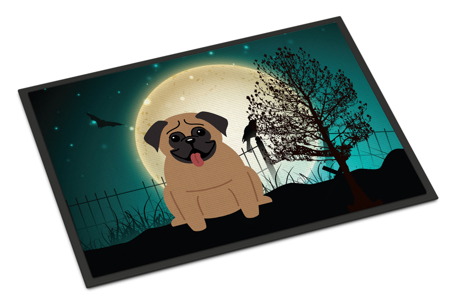 Caroline's Treasures Halloween Scary Pug Brown Doormat - 24x36 Decorative Floor Mat – Indoor/Outdoor Rug with Artistic Flair BB2195JMAT