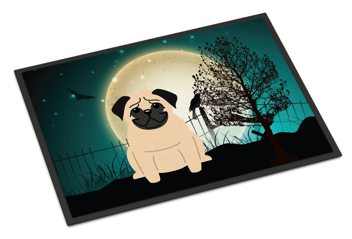 Caroline's Treasures Halloween Scary Pug Fawn Doormat - 24x36 Decorative Floor Mat – Indoor/Outdoor Rug with Artistic Flair BB2198JMAT