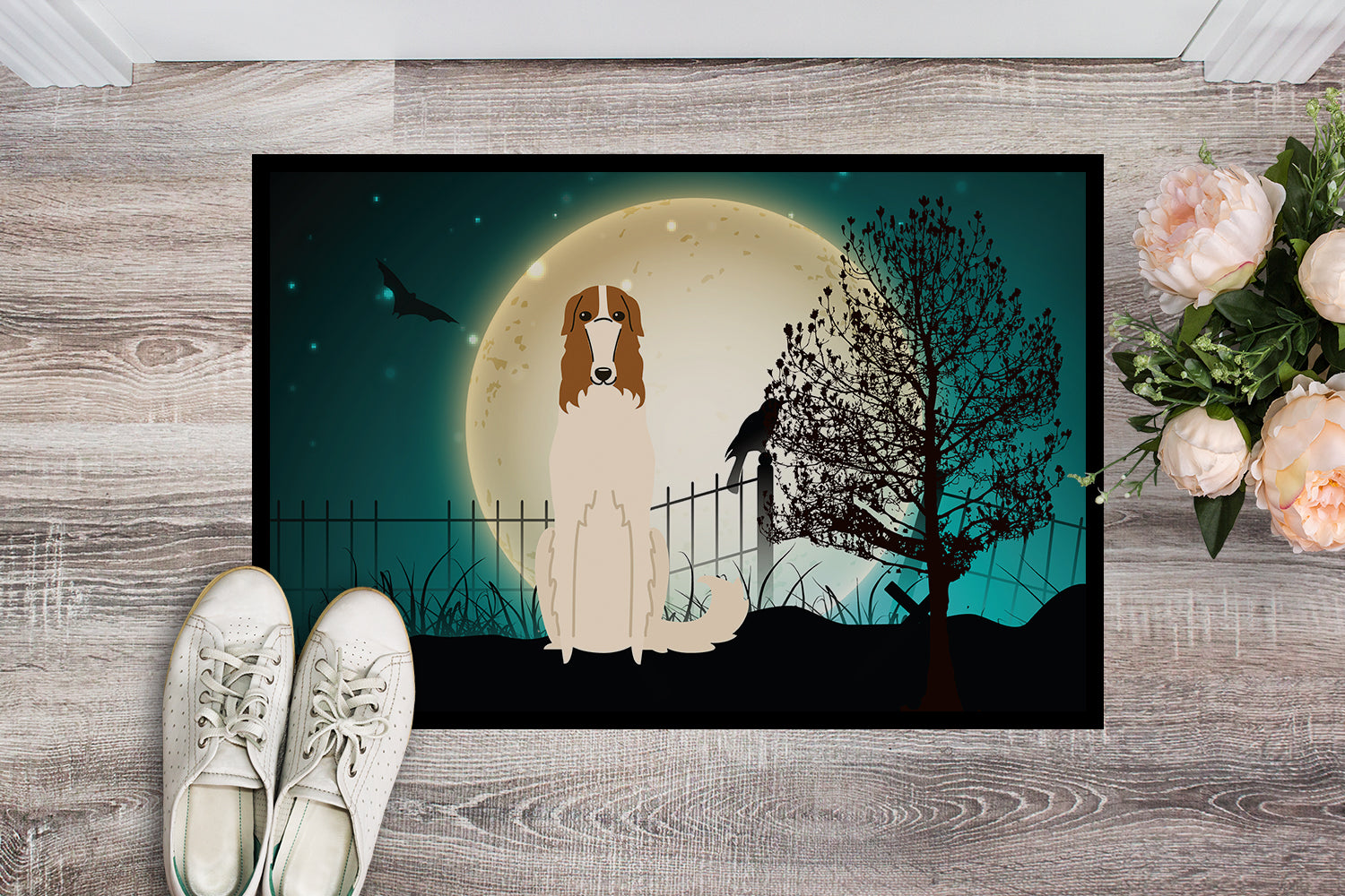 Caroline's Treasures Halloween Scary Borzoi Doormat - 24x36 Decorative Floor Mat – Indoor/Outdoor Rug with Artistic Flair BB2213JMAT
