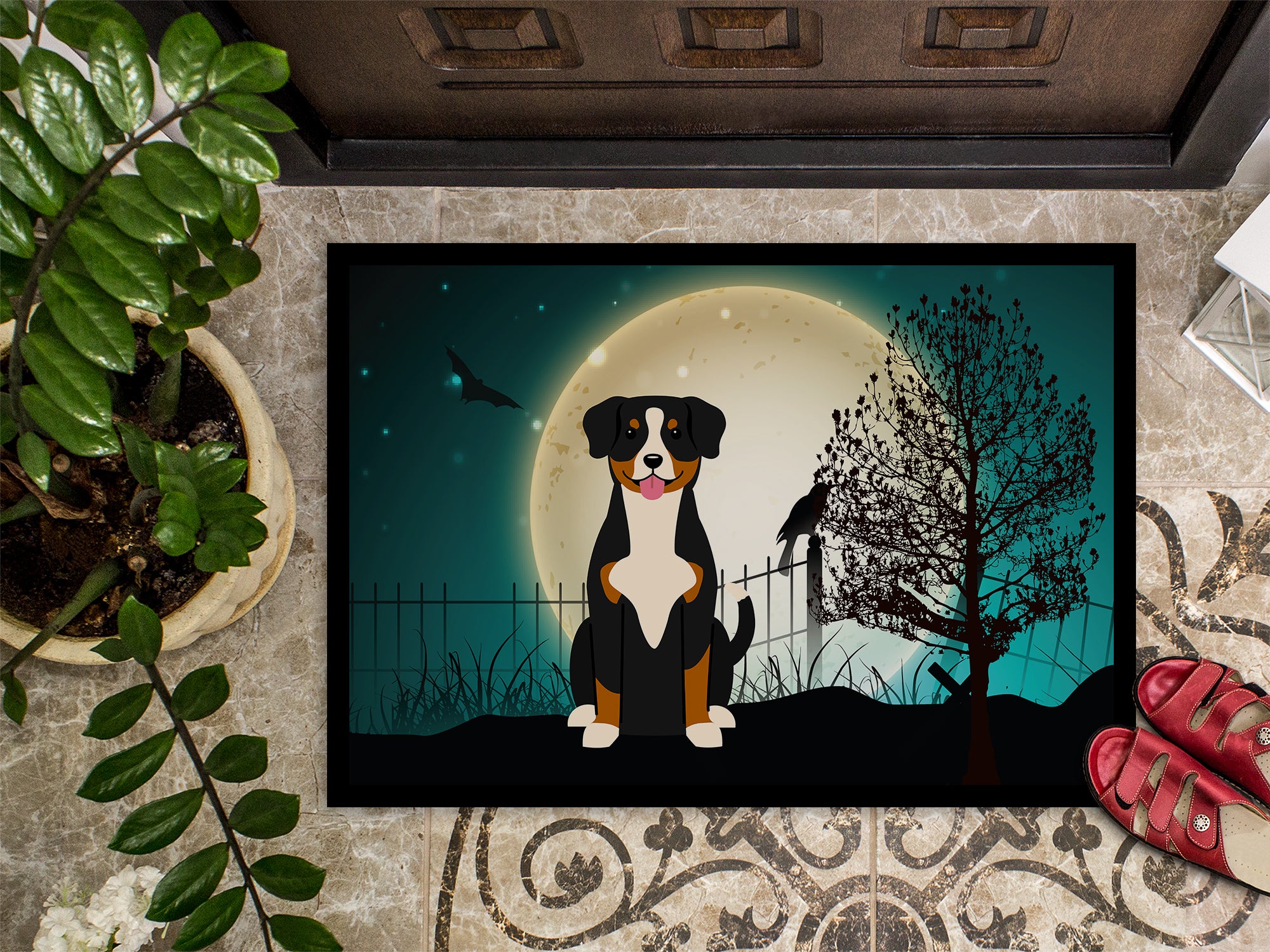 Caroline's Treasures Halloween Scary Entlebucher Doormat - 24x36 Decorative Floor Mat – Indoor/Outdoor Rug with Artistic Flair BB2228JMAT