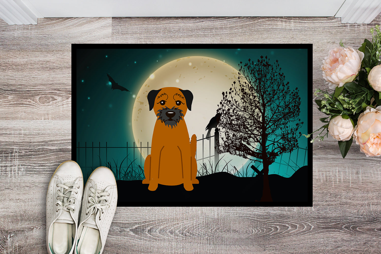 Caroline's Treasures Halloween Scary Border Terrier Doormat - 24x36 Decorative Floor Mat – Indoor/Outdoor Rug with Artistic Flair BB2229JMAT
