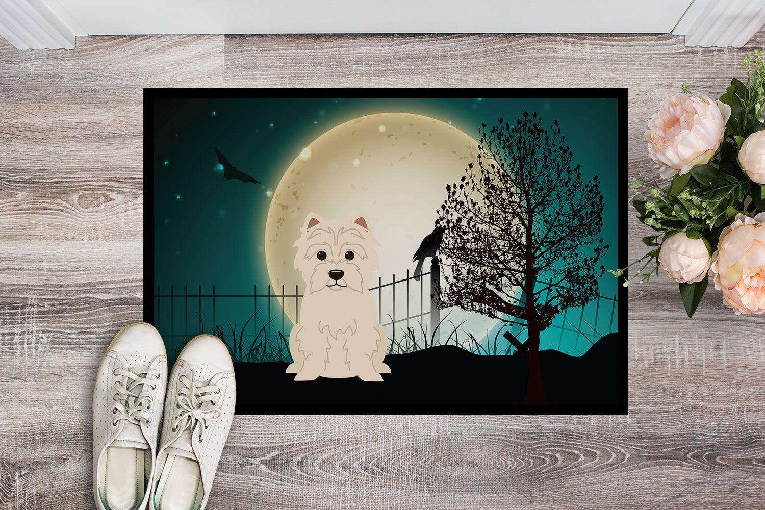 Caroline's Treasures Halloween Scary Westie Doormat - 24x36 Decorative Floor Mat – Indoor/Outdoor Rug with Artistic Flair BB2232JMAT