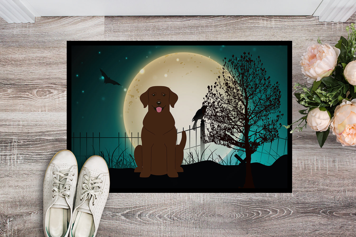 Caroline's Treasures Halloween Scary Chocolate Labrador Doormat - 24x36 Decorative Floor Mat – Indoor/Outdoor Rug with Artistic Flair BB2246JMAT