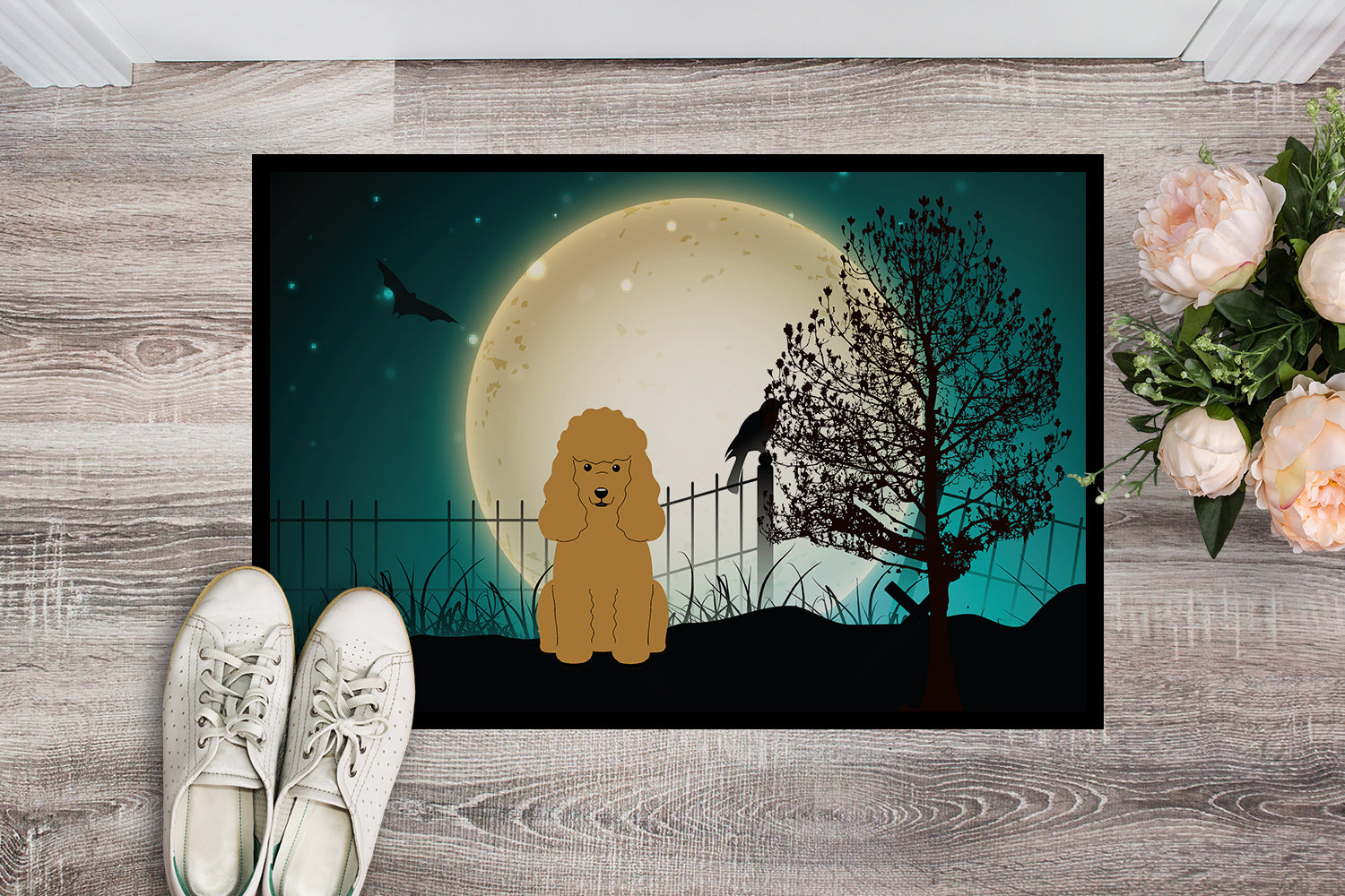 Caroline's Treasures Halloween Scary Poodle Tan Doormat - 24x36 Decorative Floor Mat – Indoor/Outdoor Rug with Artistic Flair BB2259JMAT