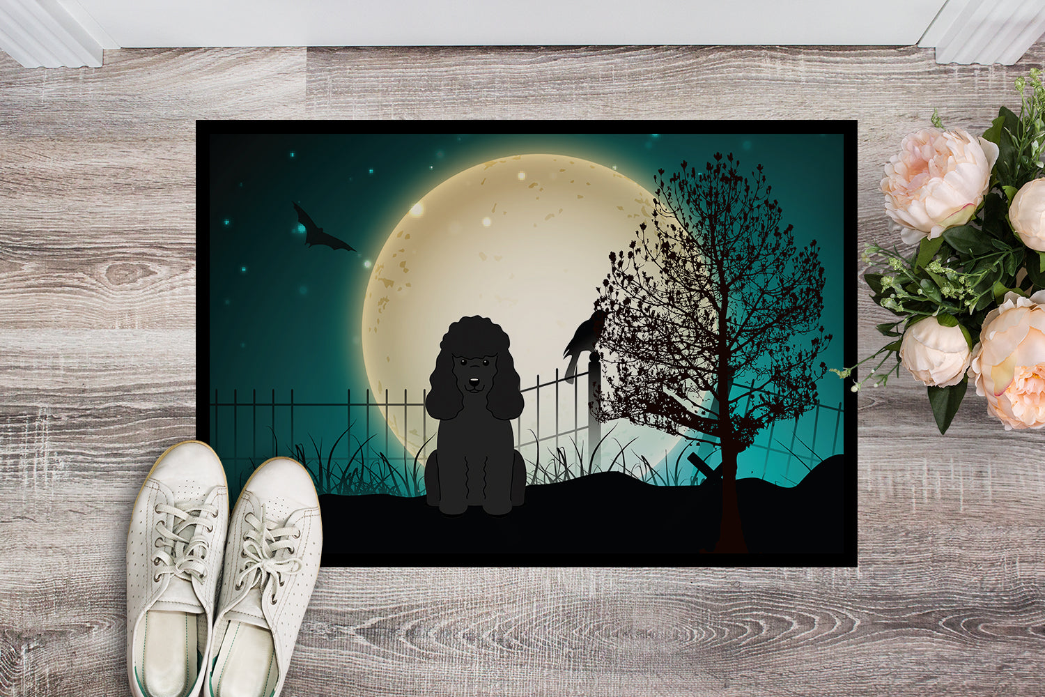 Caroline's Treasures Halloween Scary Poodle Black Doormat - 24x36 Decorative Floor Mat – Indoor/Outdoor Rug with Artistic Flair BB2261JMAT