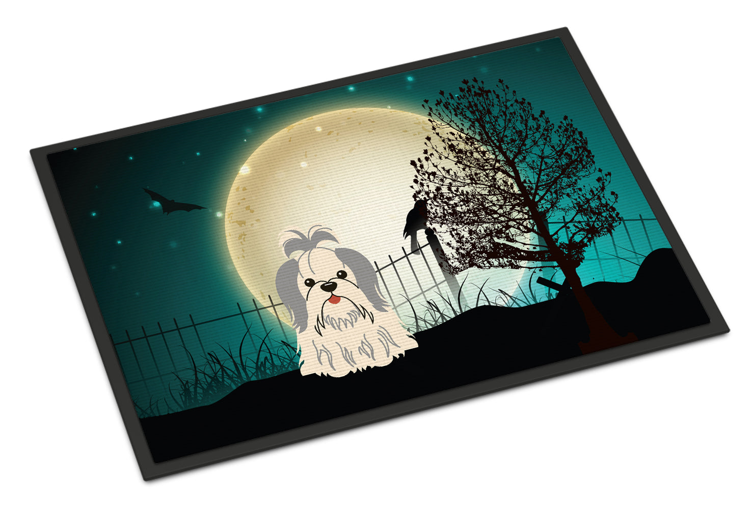 Caroline's Treasures Halloween Scary Shih Tzu Silver White Doormat - 24x36 Decorative Floor Mat – Indoor/Outdoor Rug with Artistic Flair BB2275JMAT