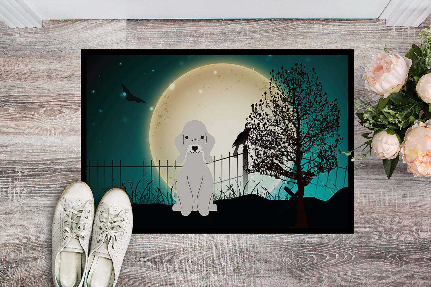 Caroline's Treasures Halloween Scary Bedlington Terrier Blue Doormat - 24x36 Decorative Floor Mat – Indoor/Outdoor Rug with Artistic Flair BB2280JMAT