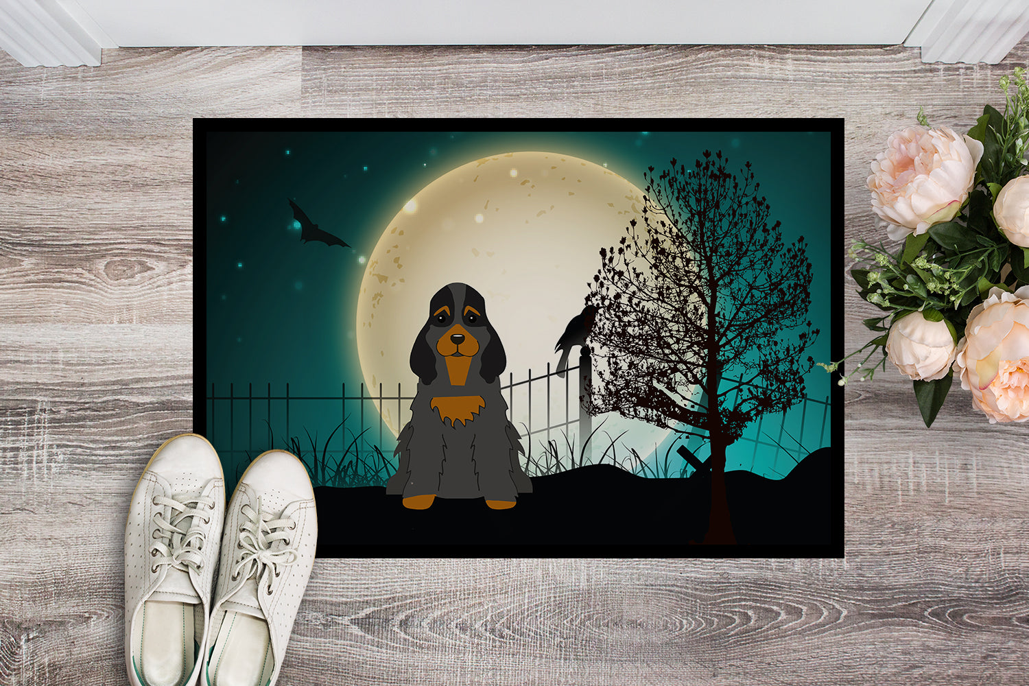 Caroline's Treasures Halloween Scary Cocker Spaniel Black Tan Doormat - 24x36 Decorative Floor Mat – Indoor/Outdoor Rug with Artistic Flair BB2283JMAT