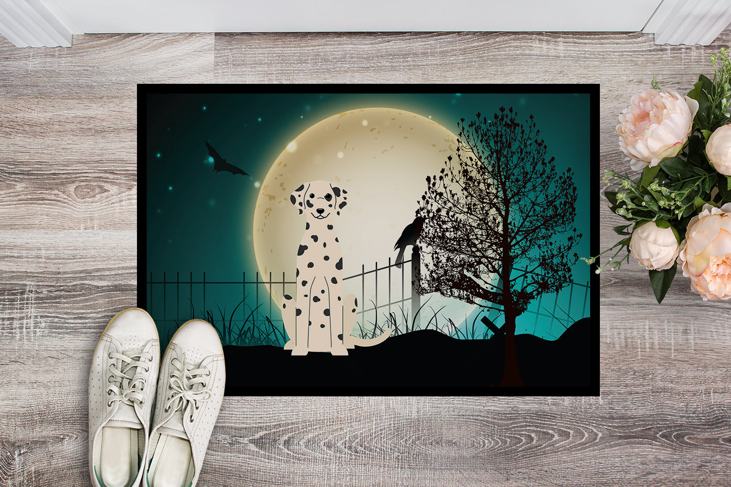 Caroline's Treasures Halloween Scary Dalmatian Doormat - 24x36 Decorative Floor Mat – Indoor/Outdoor Rug with Artistic Flair BB2287JMAT