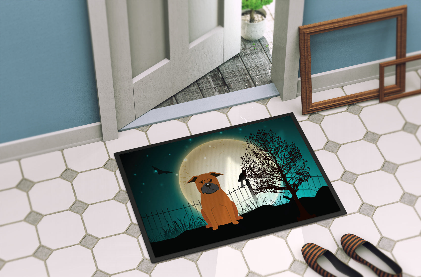 Caroline's Treasures Halloween Scary Chinese Chongqing Dog Doormat - 24x36 Decorative Floor Mat – Indoor/Outdoor Rug with Artistic Flair BB2301JMAT
