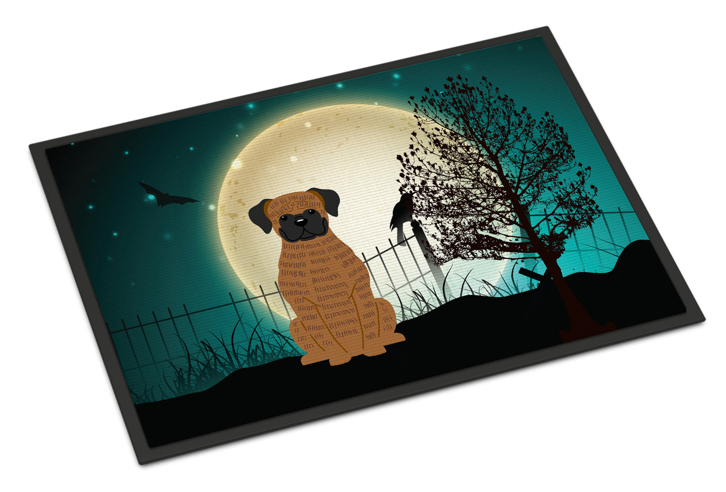 Caroline's Treasures Halloween Scary Brindle Boxer Doormat - 24x36 Decorative Floor Mat – Indoor/Outdoor Rug with Artistic Flair BB2307JMAT
