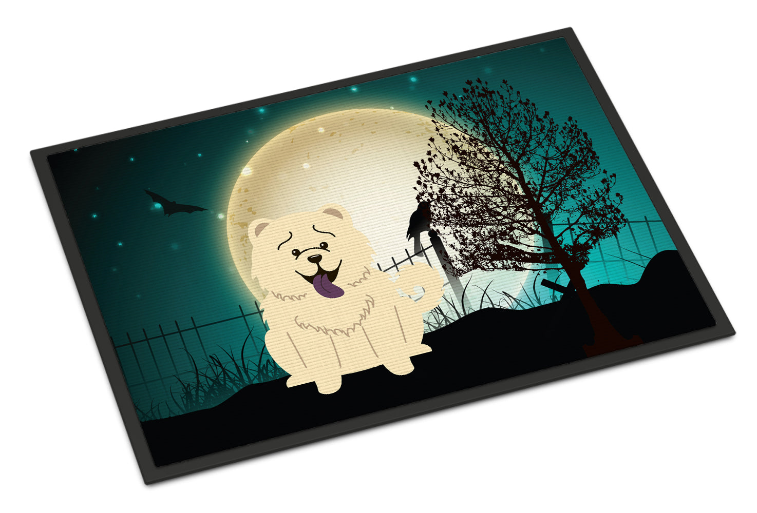Caroline's Treasures Halloween Scary Chow Chow White Doormat - 24x36 Decorative Floor Mat – Indoor/Outdoor Rug with Artistic Flair BB2330JMAT