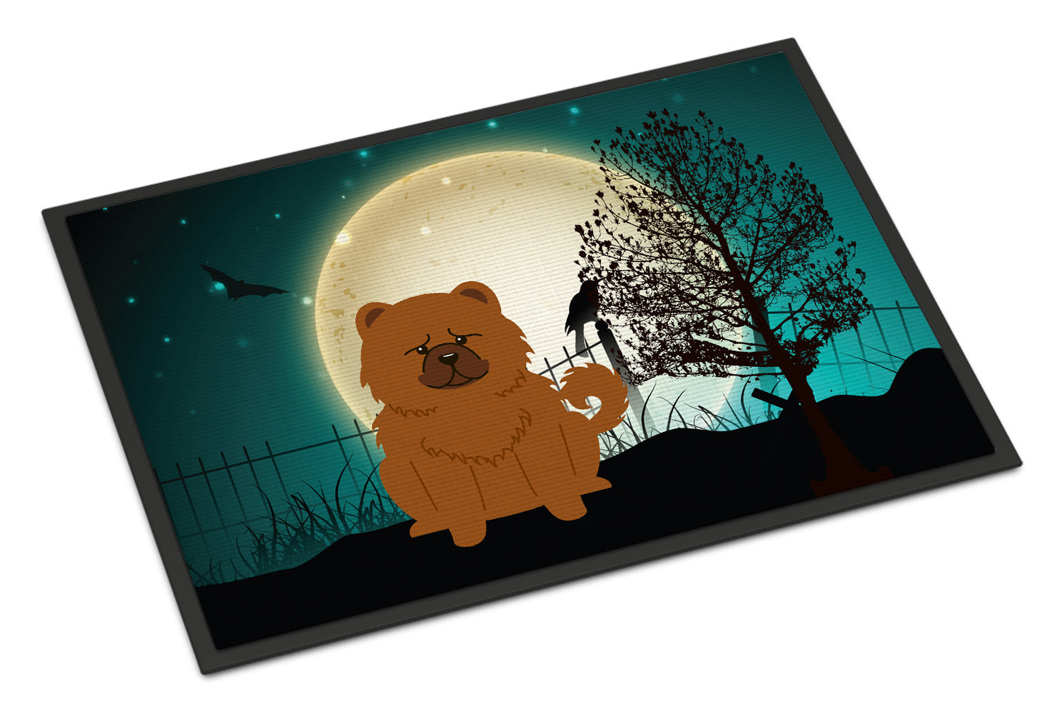 Caroline's Treasures Halloween Scary Chow Chow Red Doormat - 24x36 Decorative Floor Mat – Indoor/Outdoor Rug with Artistic Flair BB2332JMAT