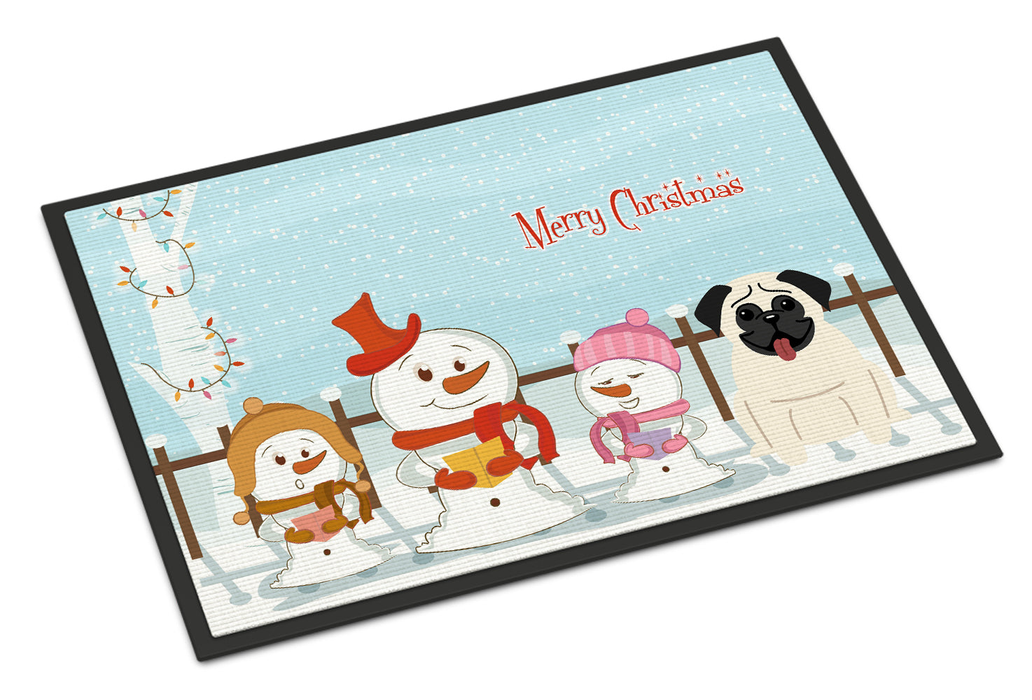 Caroline's Treasures Merry Christmas Carolers Pug Cream Doormat - 24x36 Decorative Floor Mat – Indoor/Outdoor Rug with Artistic Flair BB2335JMAT