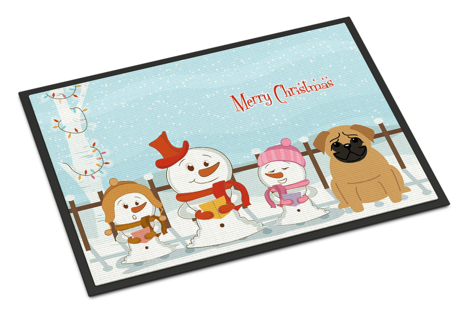 Caroline's Treasures Merry Christmas Carolers Pug Brown Doormat - 24x36 Decorative Floor Mat – Indoor/Outdoor Rug with Artistic Flair BB2338JMAT